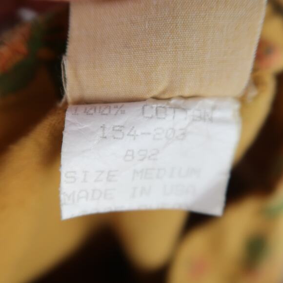 Vintage 90s Michael G Mustard Yellow Floral Button Front Top M - Picture 6 of 6